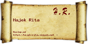 Hajek Rita névjegykártya